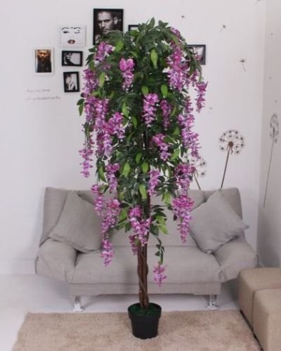 Artificial Purple Wisteria Blossom Tree in Pot