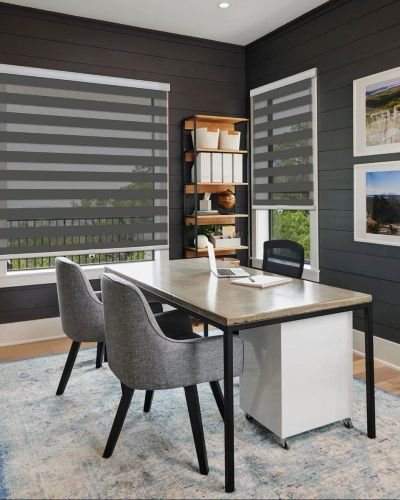 Modern Grey Zebra Blinds for Office and Home