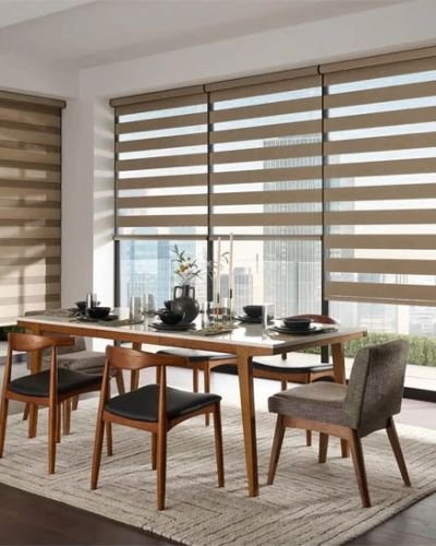 Modern Beige Zebra Blinds for Dining & Living Rooms