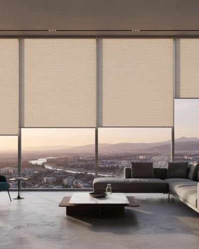 Modern Minimalist Roller Blinds for Floor-to-Ceiling Windows