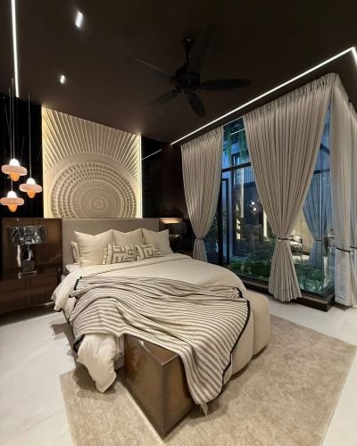 Luxury Corner Bedroom Curtains & Sheer Drapes